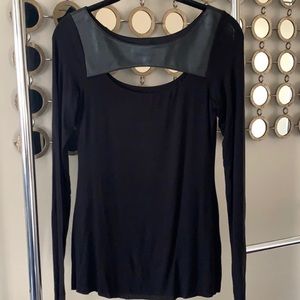 Bailey 44 Leather Detail Cutout Top